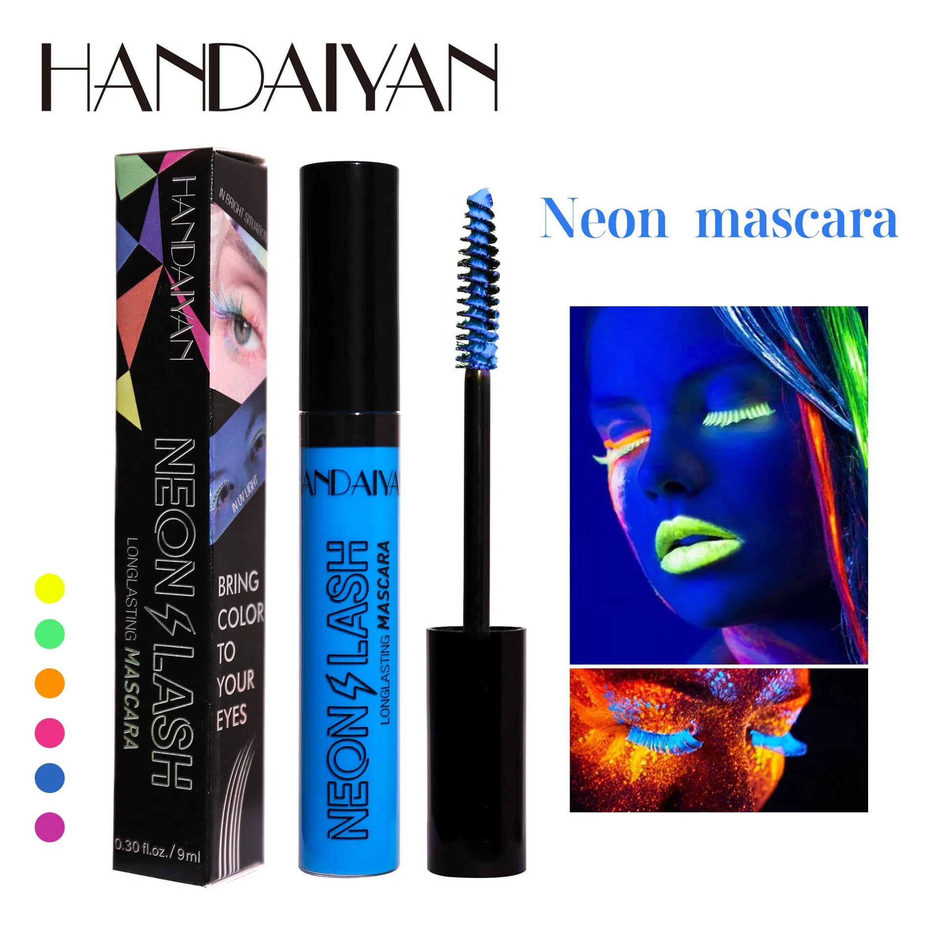 6 Color Slim Long Color Fluorescent Mascara Quick Dry Waterproof Without Smudging Makeup