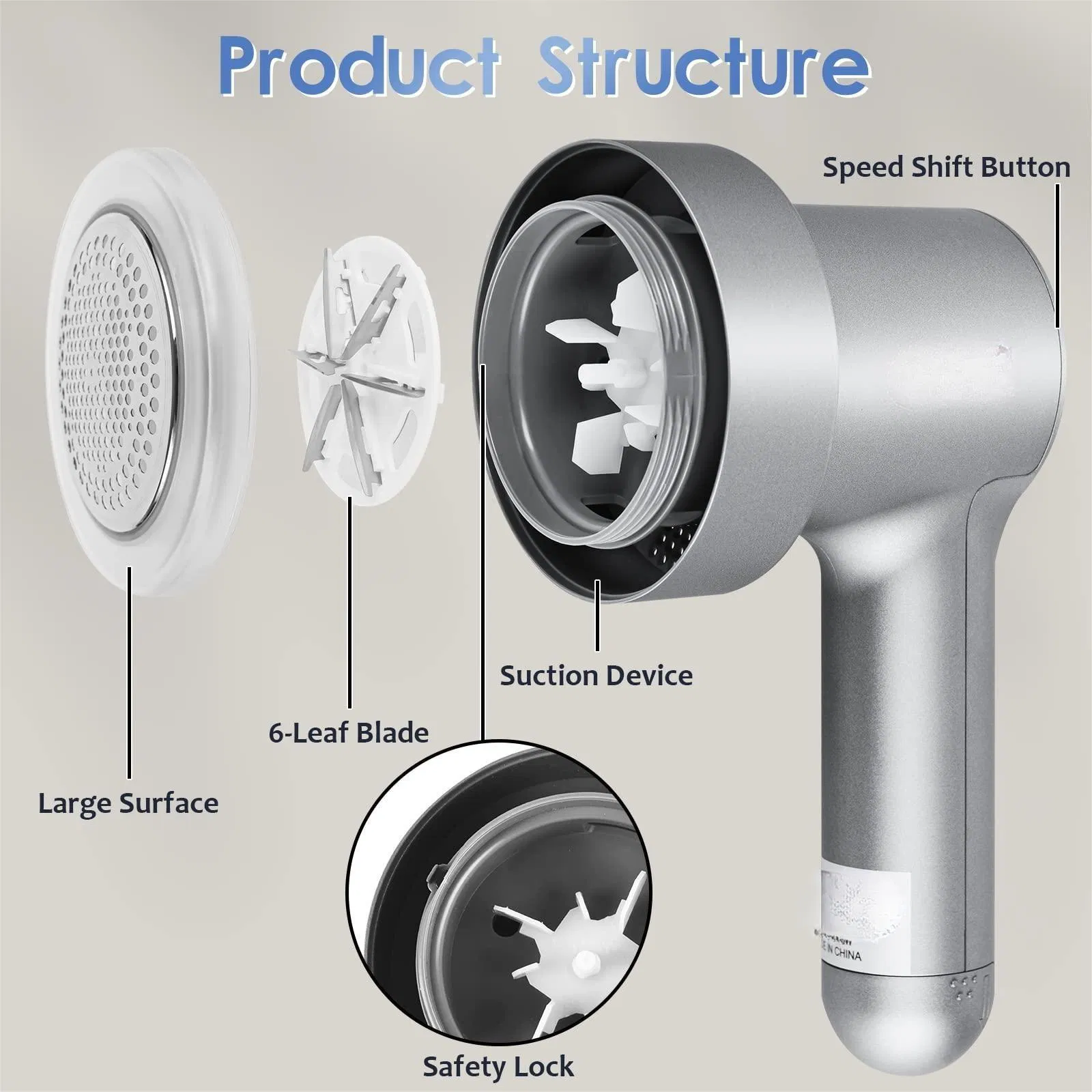 3-Speed Electric Fabric Fleece Shavers Electrostatic Brush LED-Display USB Rechargeable Lint Removers