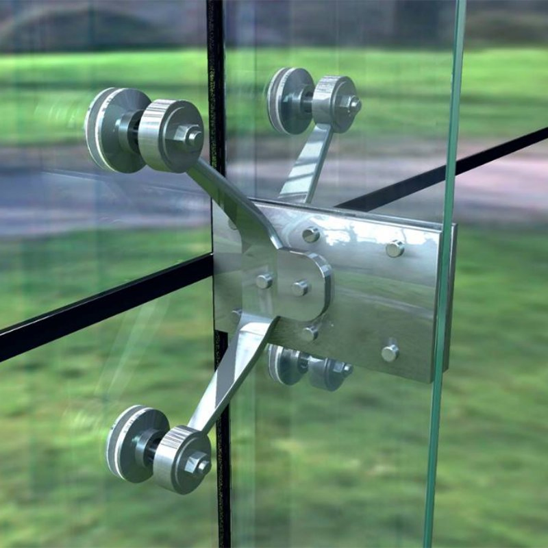 Hidden Frame Full Glass Window Wall Point Structual Support Double Glazed
