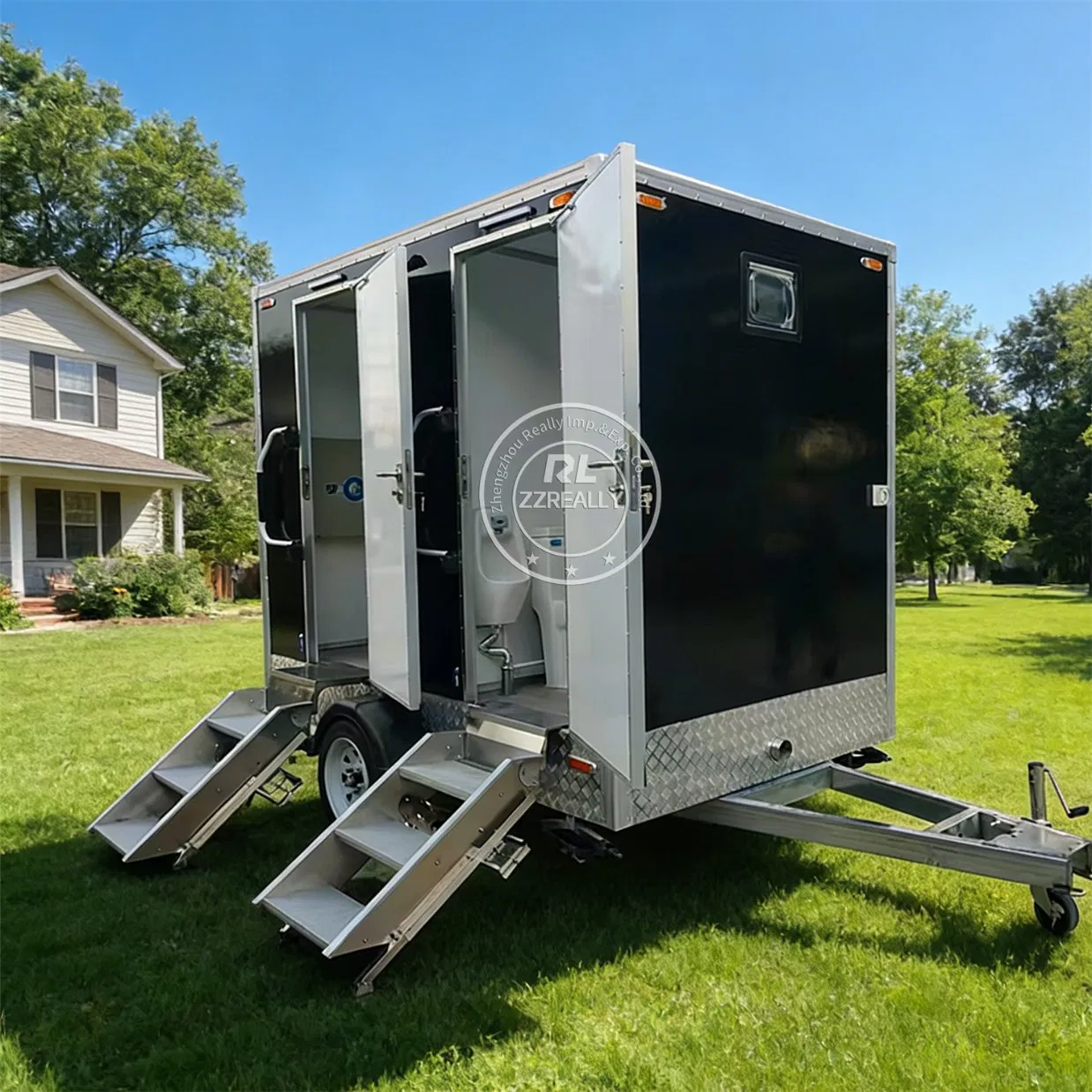 Portable Smart Luxury Bathroom Toilet Trailer Modern Mobile High Quality Restroom Washroom Portable Toilet for Outdoor Rentals