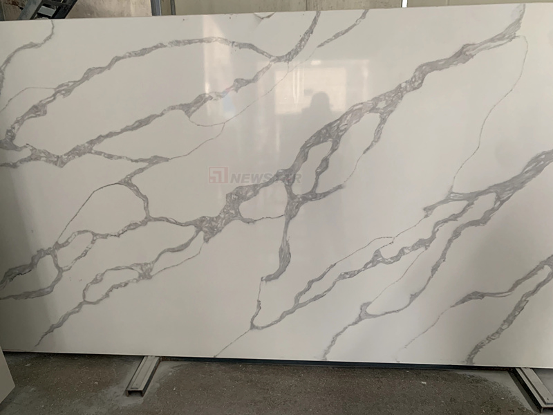 Modern 10mm White Artificial Quartz Slab White with Gray Veins Calacatta Quartz Crystal Kitchen Countertop Marble Top Decoration Project Marble Artificial