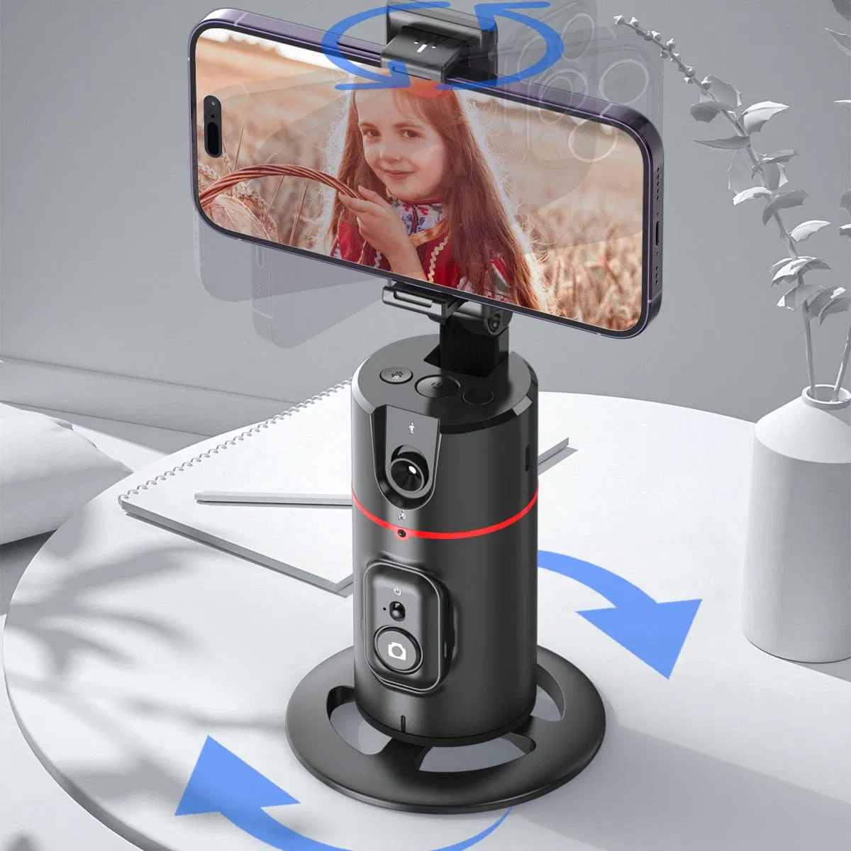 P02 Face Tracking Mobile Phone Holder 360 Rotate Smart Track Camera Cradle