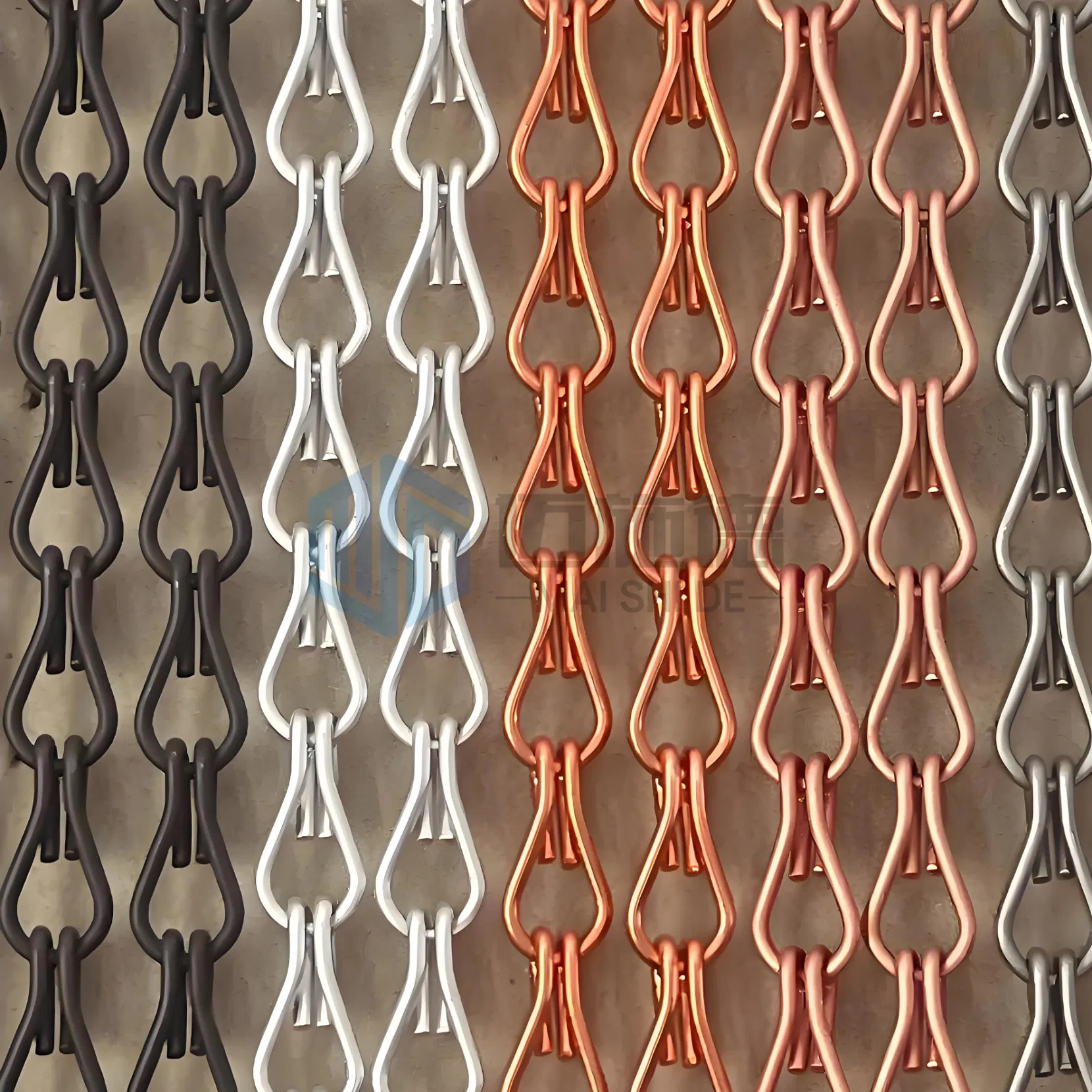 Anodized Aluminium Chain Links Mesh with Sculptural Ceiling Solutions