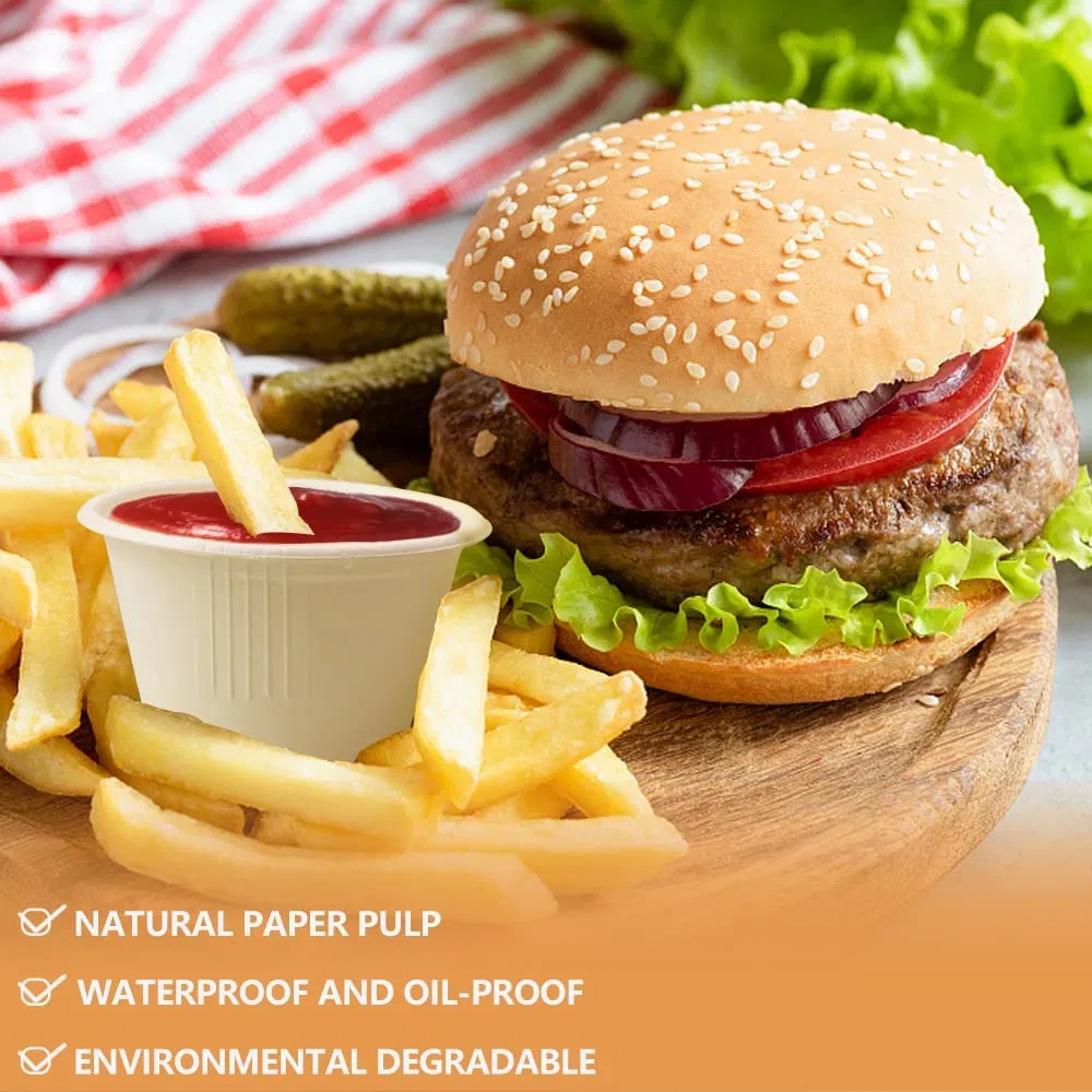 Natural Bagasse Fiber Paper Cups Portion Cups Disposable Dishes Recycleable Cups for Sample