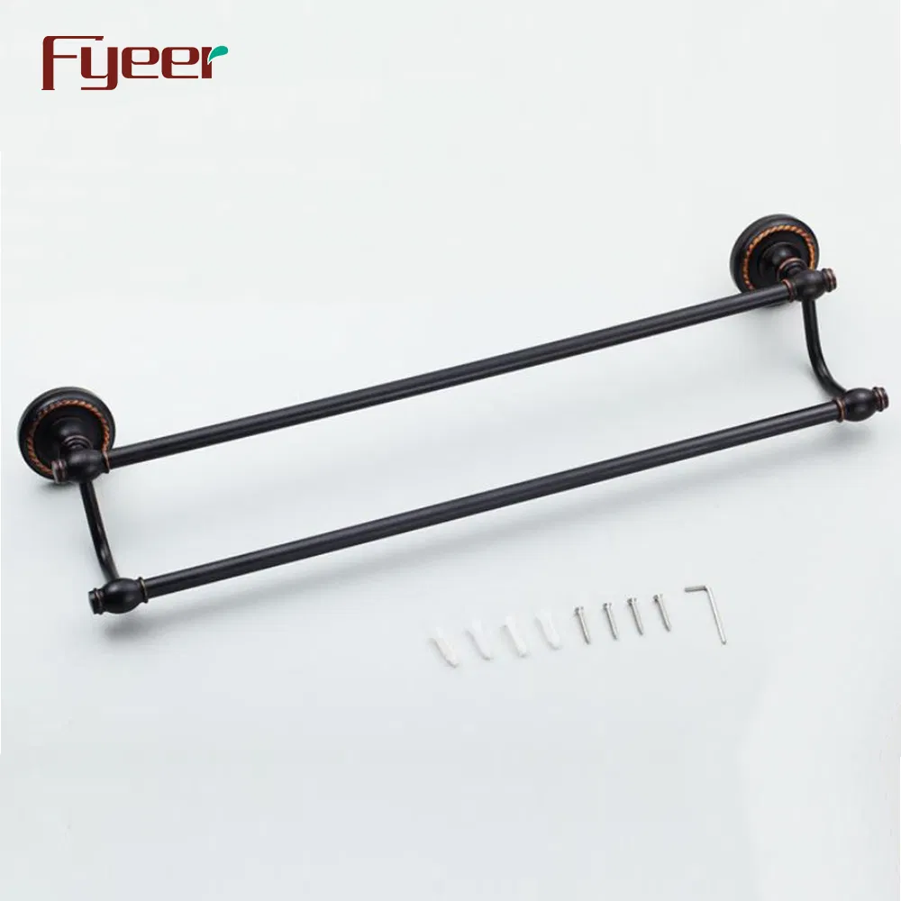 Двойной полотенцедержатель Fyeer Black Series, латунь