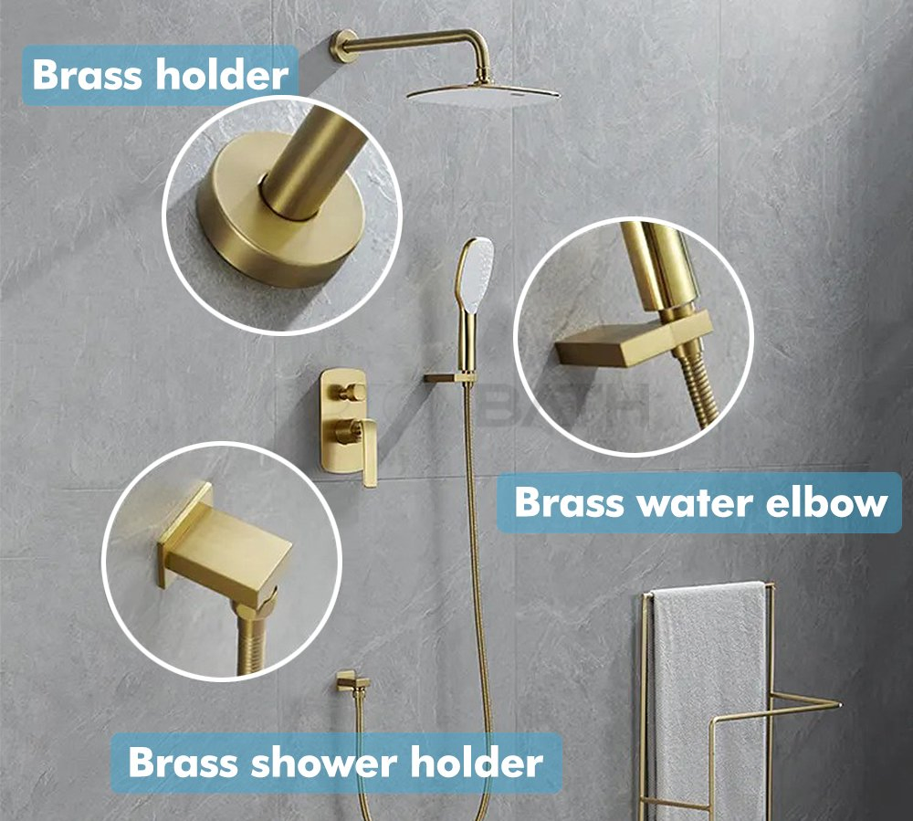 Ortonbath Bathroom Rain Shower Combo Set Wall Mounted Rainfall Brushed Nickel Shower Head System Rough in Valve Body and Trim Concealed Shower Set