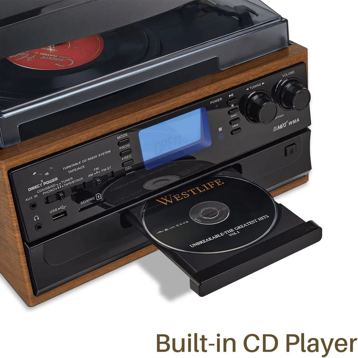 10-в-1 Bluetooth-проигрыватель для винила, CD и кассет