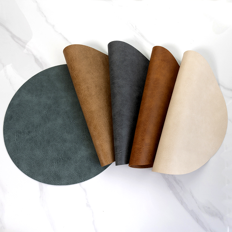 Elegant Waterproof Double-Sided Brown Leather Placemats for Dining