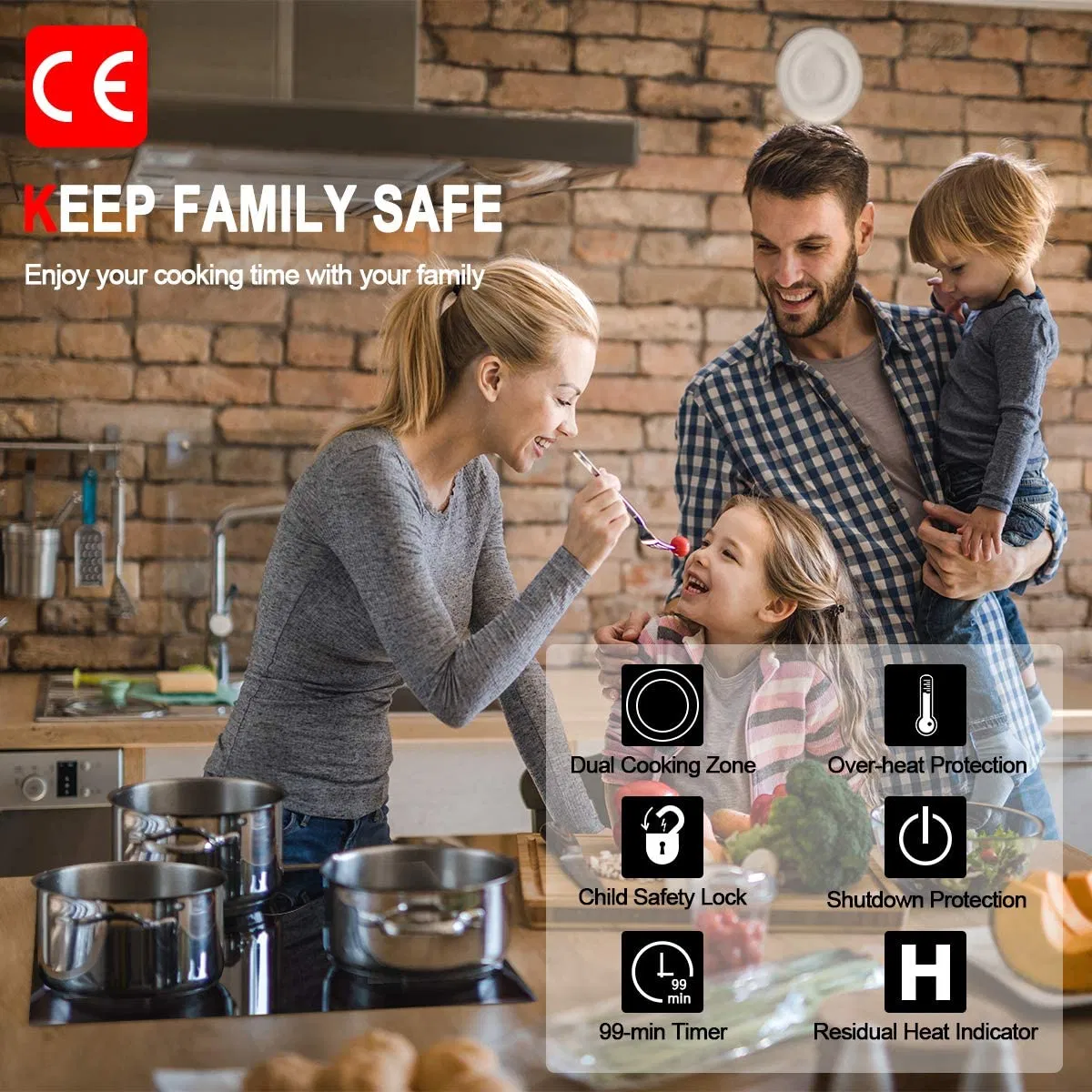 2021 Slide control with timer child lock function 3 burner built in type electric ceramic hob
