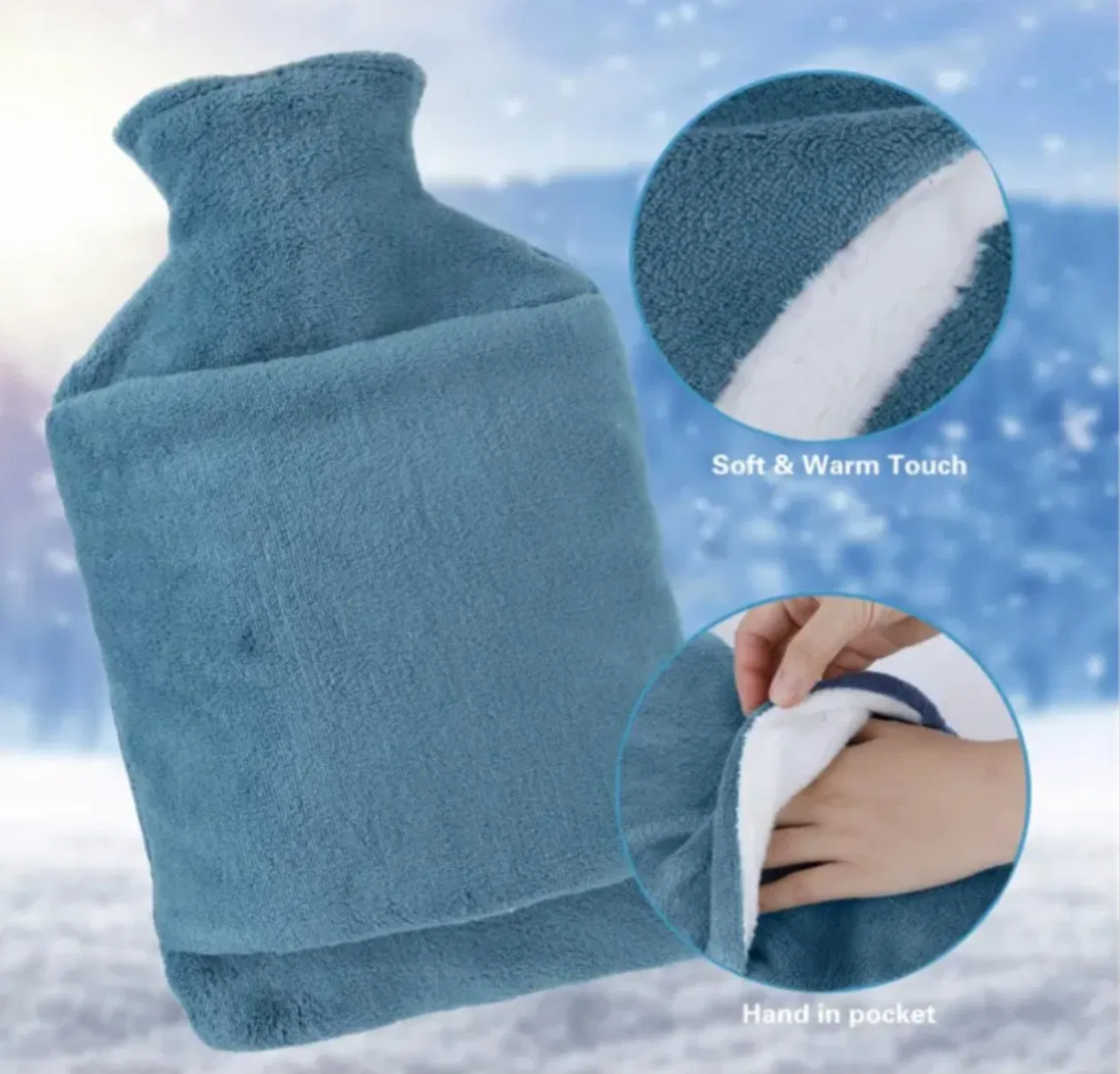 Rubber Hot Water Bottle for Stomach High Quality Portable Bouillotte BS Reusable Hot Water Bag