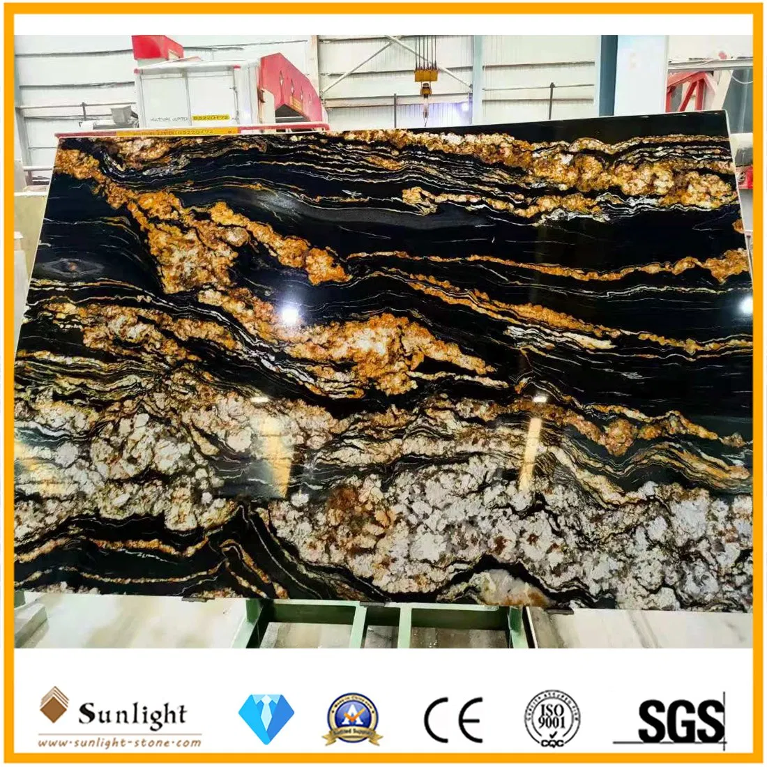 Brazil Polished Luxury Black and Gold Nero Fantasy Granite for Background Tiles