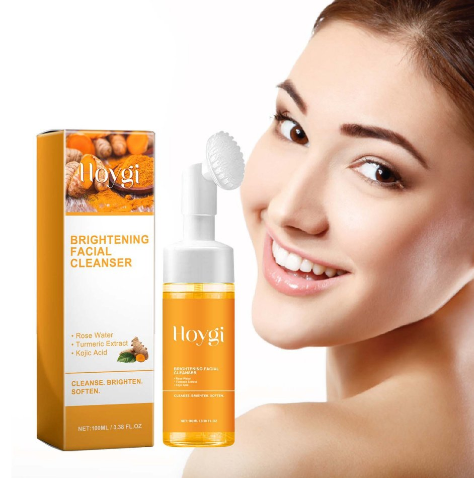 Deep Cleansing Anti Acne Brightening Kojic Acid Turmeric Cleanser Face Wash Foam 100ml Facial Cleanser Mousse Skin Care Face Wash Turmeric Foaming Cleanser