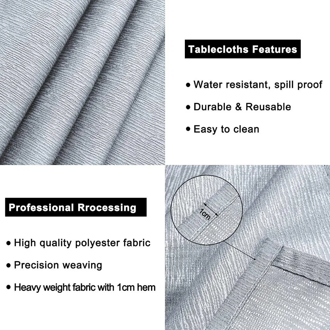 Rectangle Tablecloth Jacquard Bark Crepe Pattern Water Resistant Soft Polyester Table Cloth