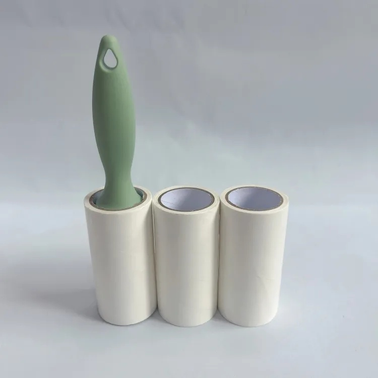 Custom Household Pet Hair Remover Portable Self Adhesive Plastic Handle Sticky Lint Roller for Clothes