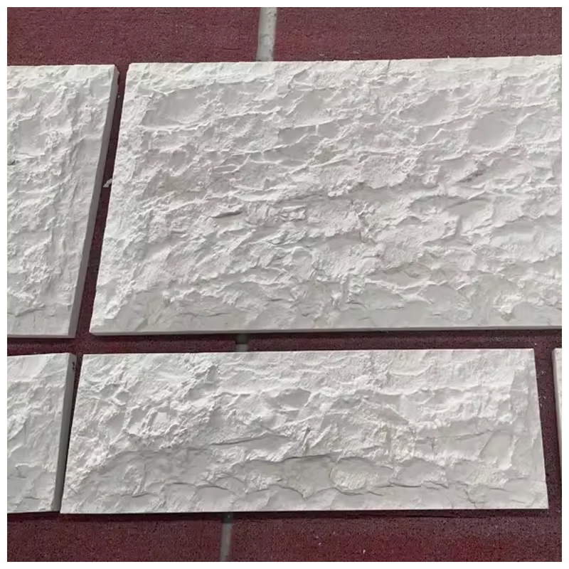 Natural Split Face Cream White Beige Limestone Wall Facade Panel Tiles