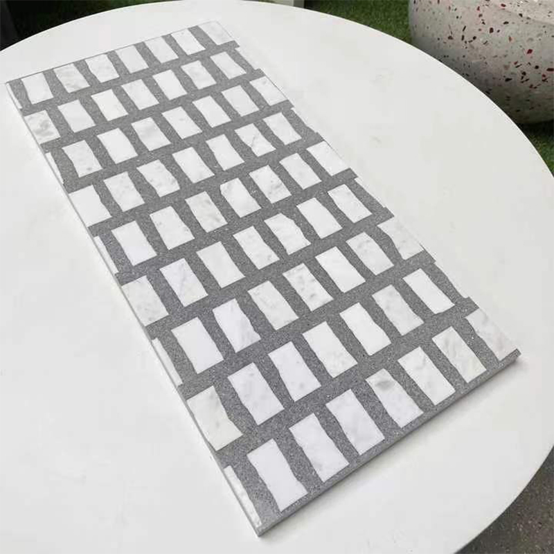 Artisan Bespoke Terrazzo Tile Customized Shape Marble Mosaic White Terrazzo Flooring