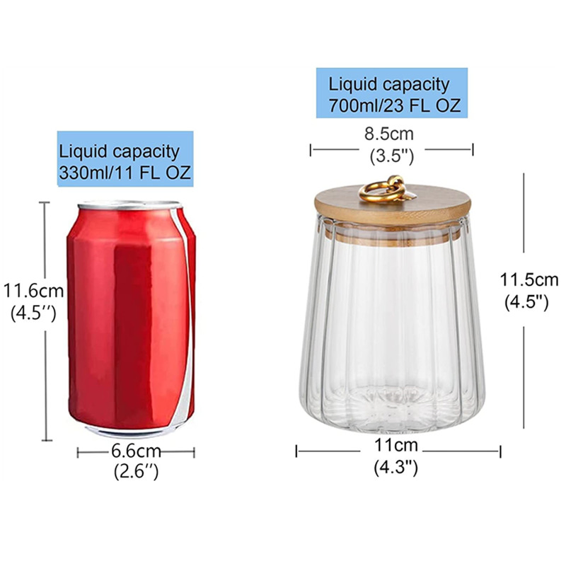 Factory 700ml Clear Empty Glass Storage Jar with Bamboo Lid