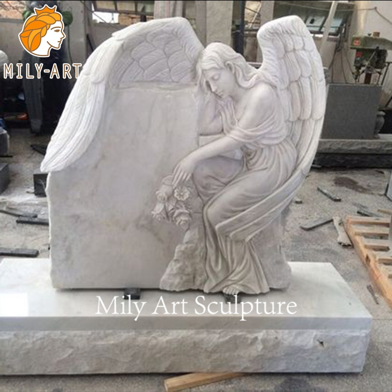 Custom Garden Cemetery Hand Carved Angel Marble Tombstones