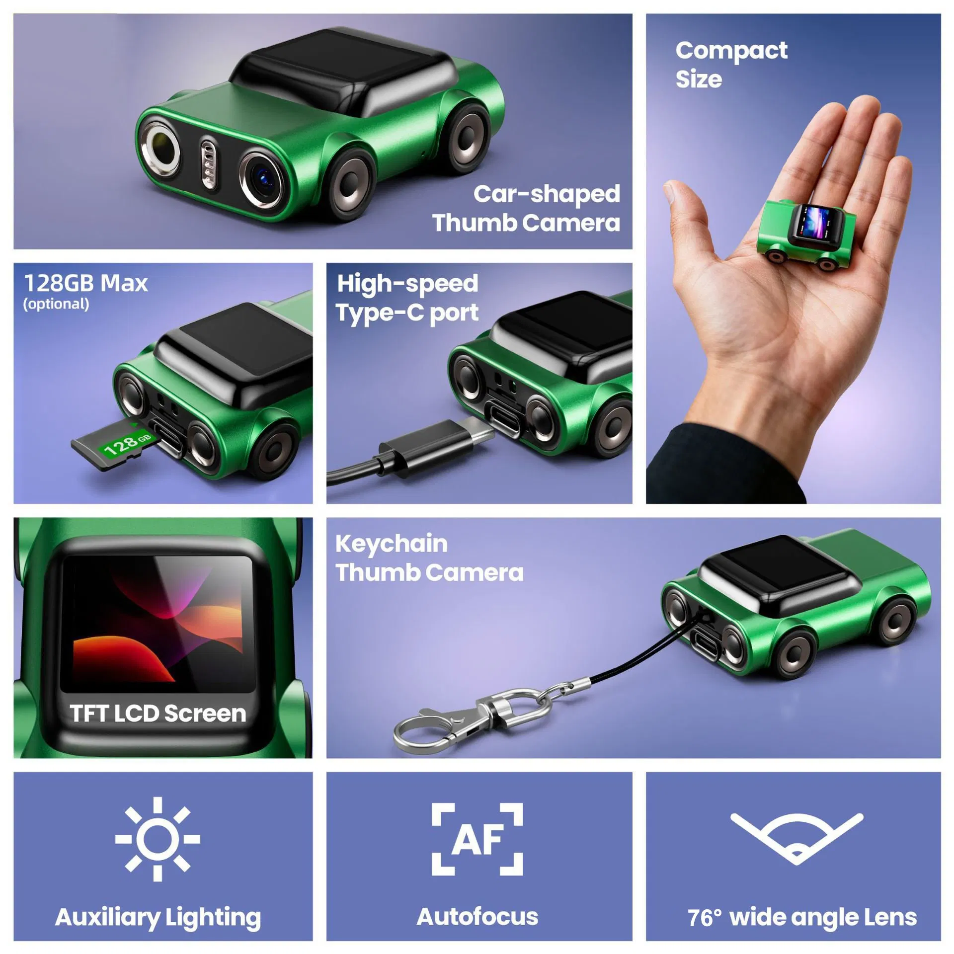 Мини-камера G5 2K HD в форме машинки, зеленый