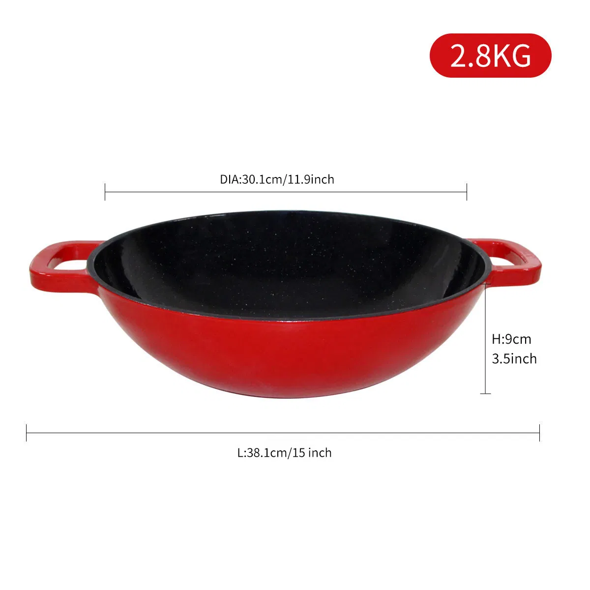 Чугунная сковорода вок 30 см Cookwin, эмалированная