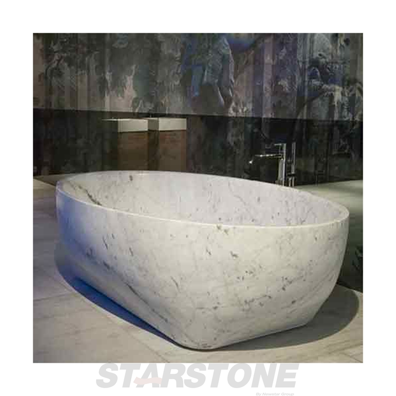 Мраморная ванна бежевая, современный дизайн