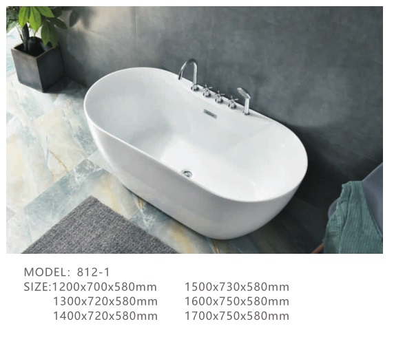 Акриловая ванна 812, белая, 1700 мм