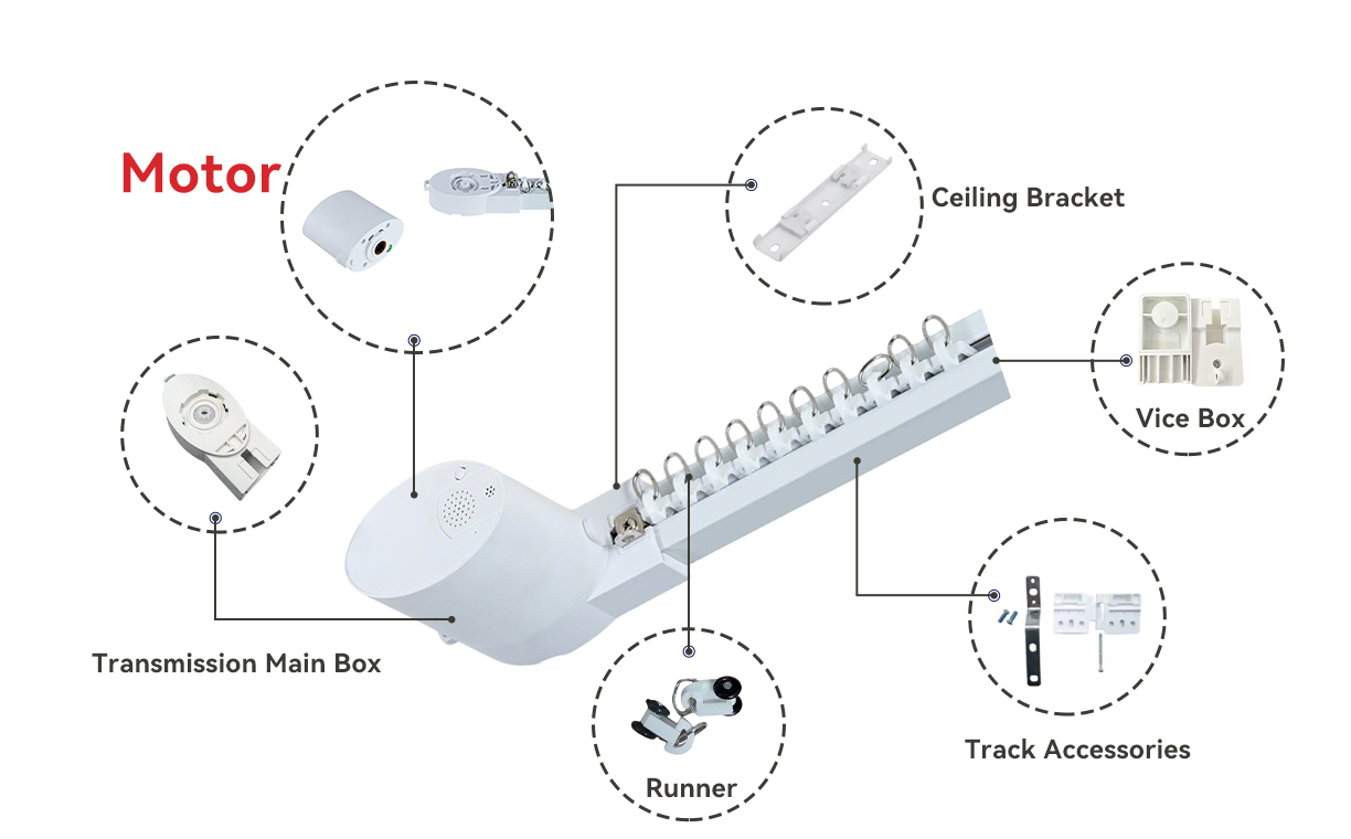 Wholesale Adjustable Electric Curtain Motor Track for Smart Home and Office Automation