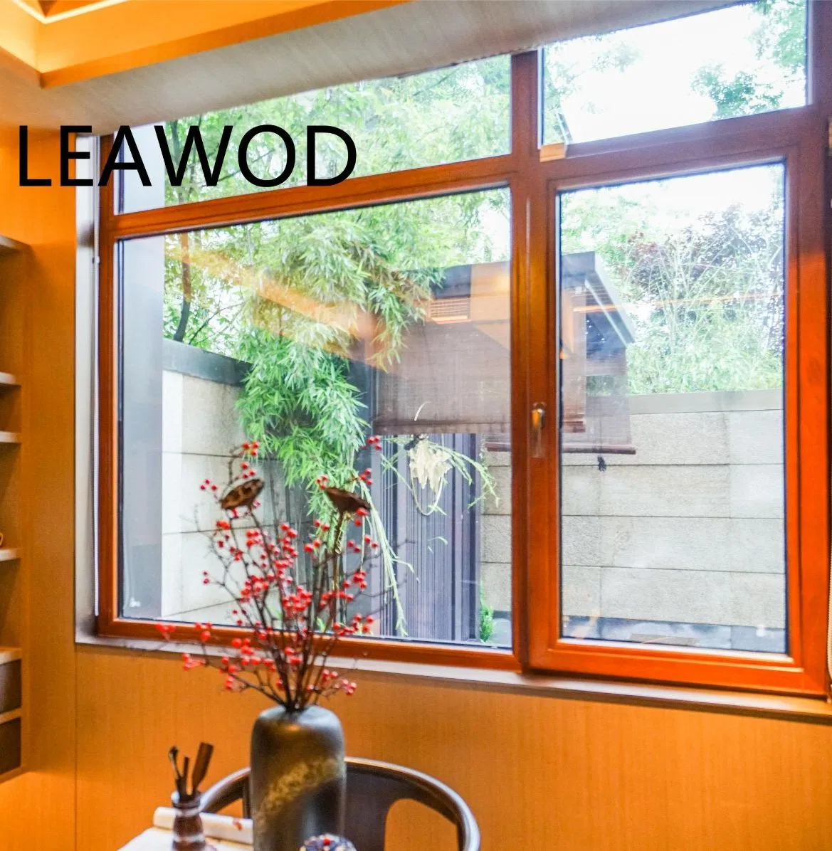 Energy Saving Powder Coated Solid Wood Oak Aluminum Aluminium Tilt Turn Casement with Inner Opening Double Glazed Window for Villa Church restaurant