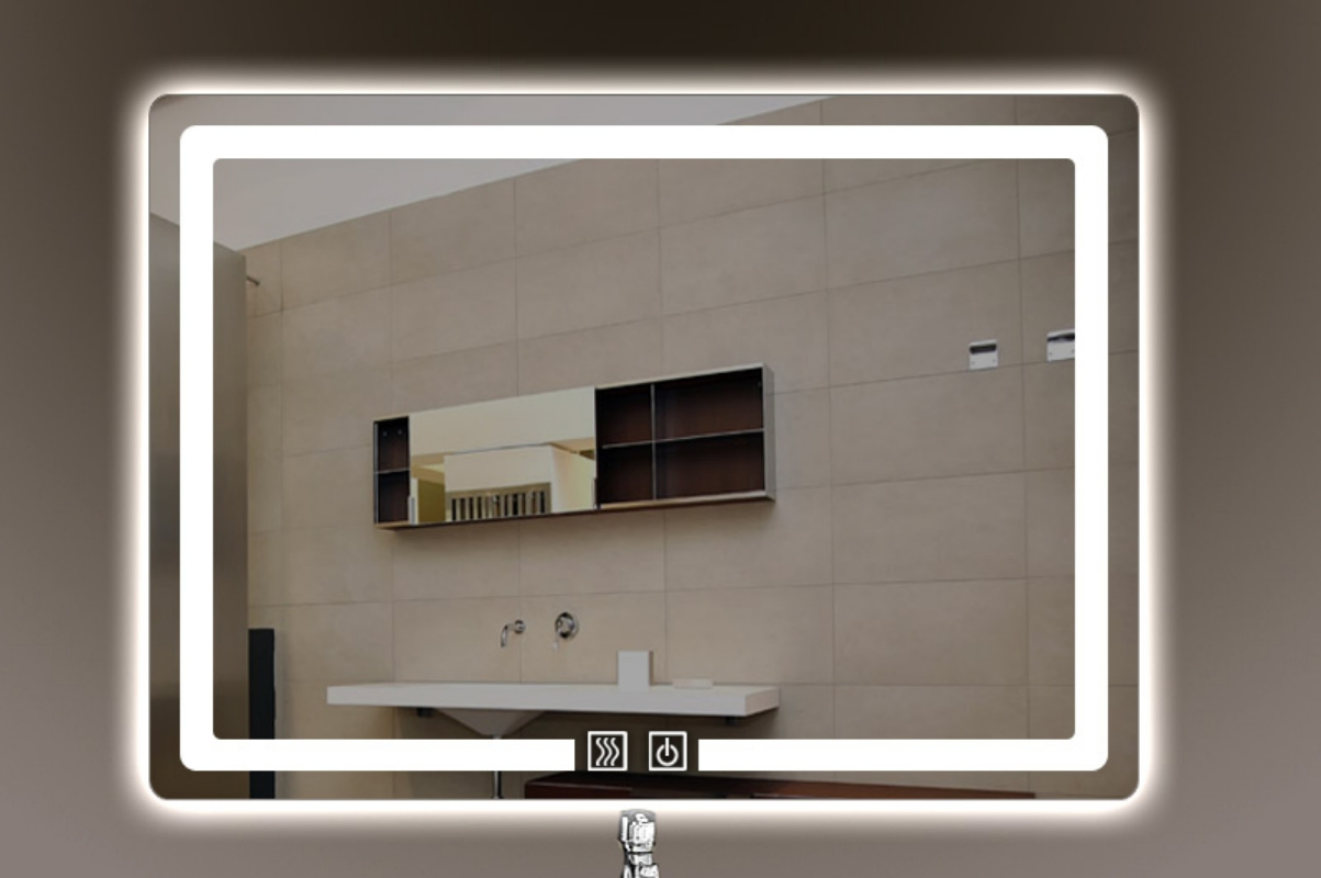 Moisture-Resistant LED Three-Tone Lighting Touch Switch Defog Function Bathroom Mirror