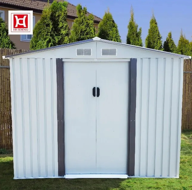 Durable Gray Metal Shed for Outdoor Tool Storage