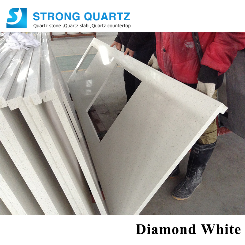 High-Quality Engineered Diamond White Quartz Stone for Countertops/Tiles