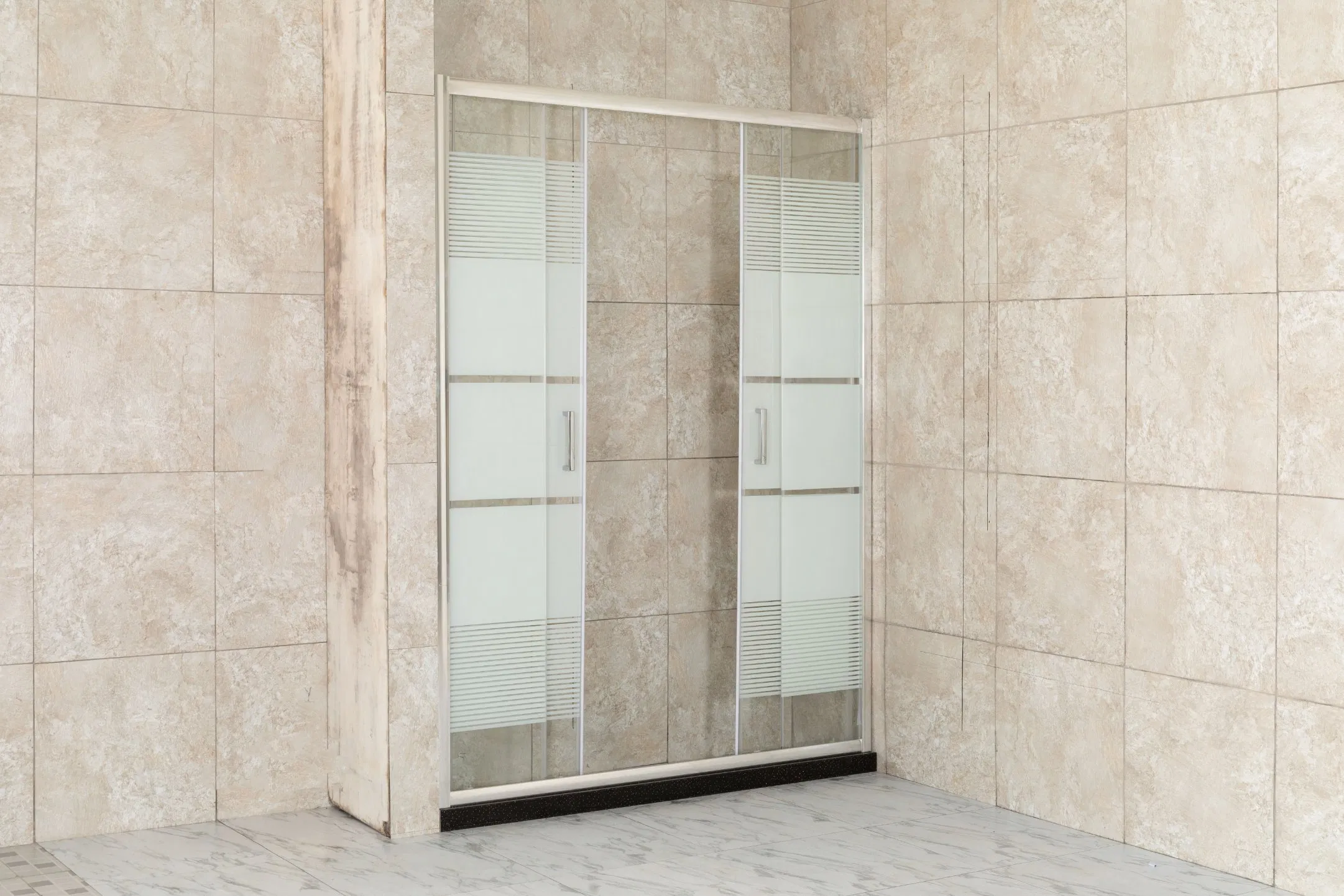 Hot Sale Aluminium Profile Tempered Glass with Line Sliding Door Screen Walk-in