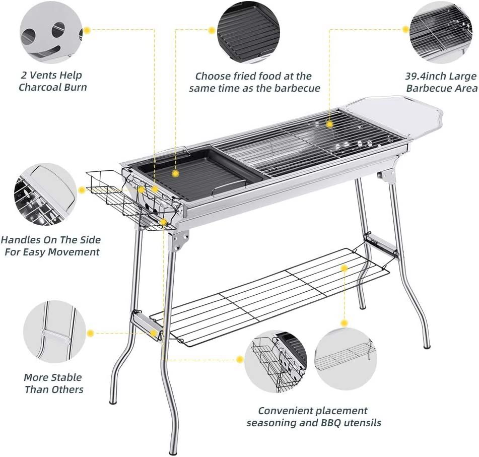 Garden Picnic Use Charcoal Barbecue Grill BBQ Rack Pan Chicken Oven Wholesale