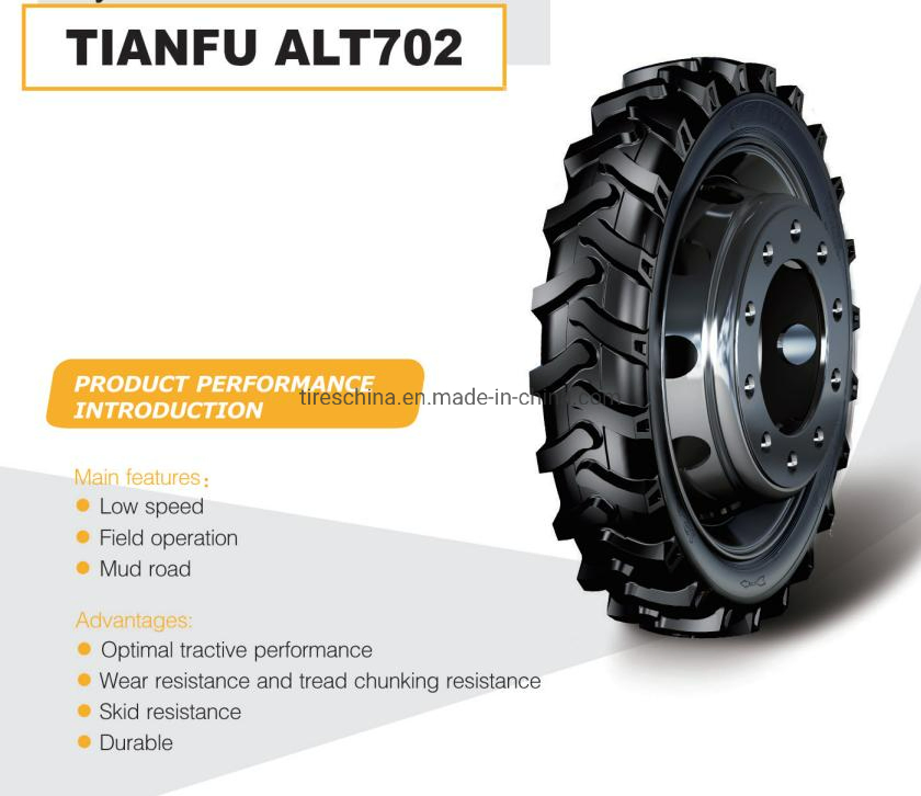 Tianfu Agricultural Bias Belted Tire for Tractor, Harvester, Spreader, Loader — Sizes: 7.50-16, 6.00-16/12, 5.00-12, 4.00-8, 9.5-20