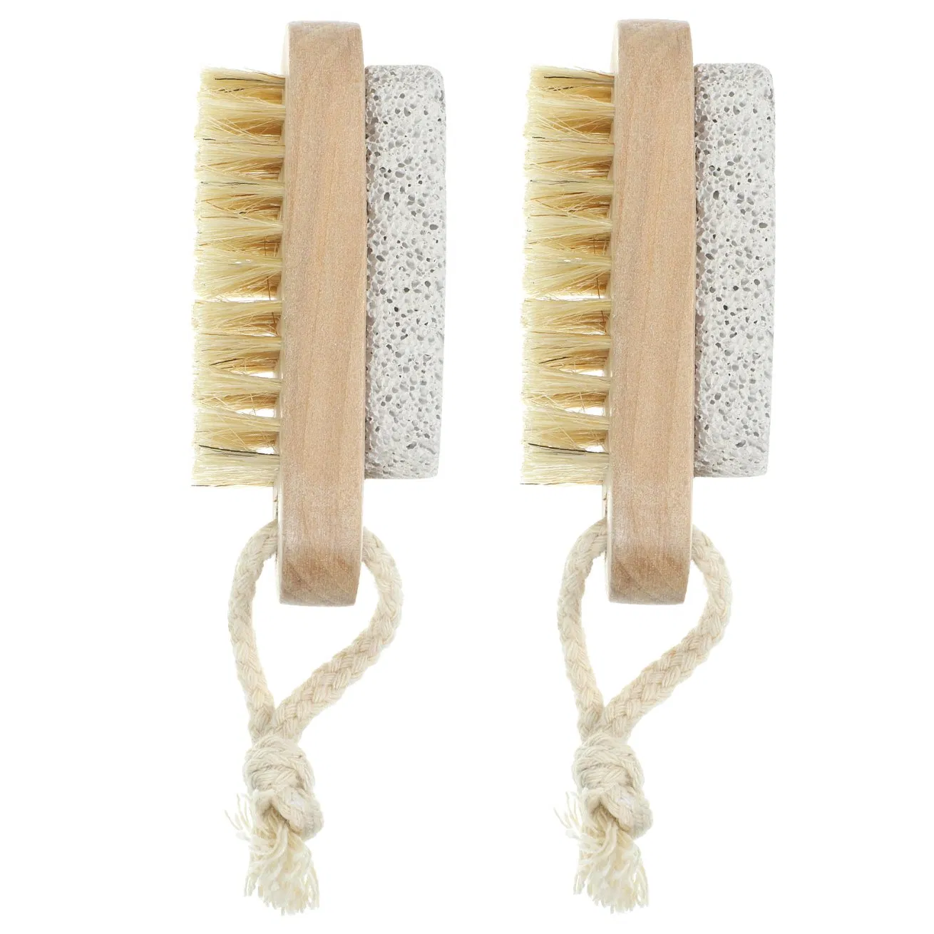 Dual-Purpose Bath Body Care Wooden Boar Bristle and Pumice Double-Sided Nail Brush