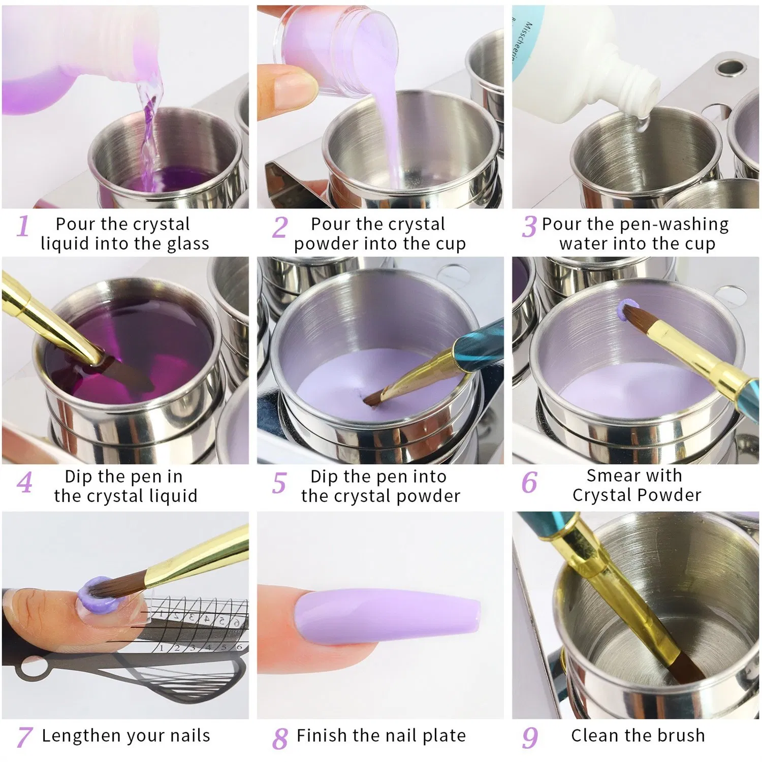 New Nail Stainless Steel Cup 3 Pieces Set Stainless Steel Cup Stainless Steel Liquid Cup Crystal Liquid Cup Disinfection Cup Disinfect Equipment Sterilizer