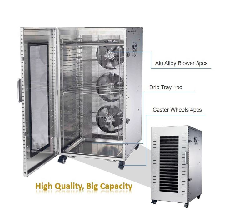 Professional Dehydrate 50kg Stainless Steel Dryer Machine 22 Trays Food Dehydrator