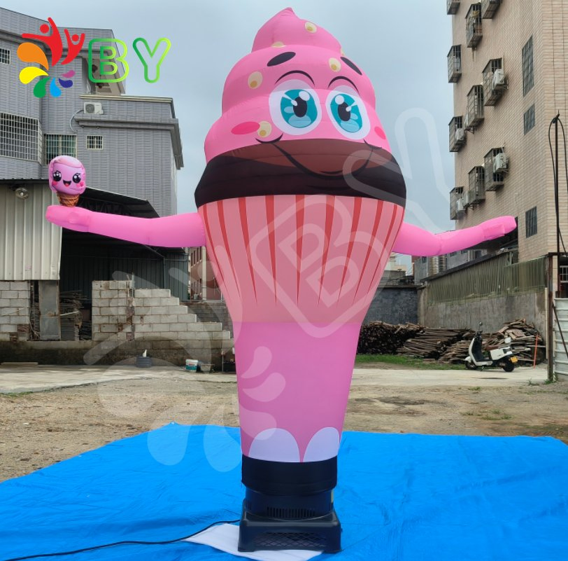 Factory Customized Plastic Inflatable Ice Cream Cone Air Dancer Portable Inflatable Ice Cream Water Mattress