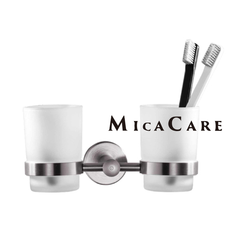 Elegant Tempered Glass Toothbrush Holder with Weighted Base