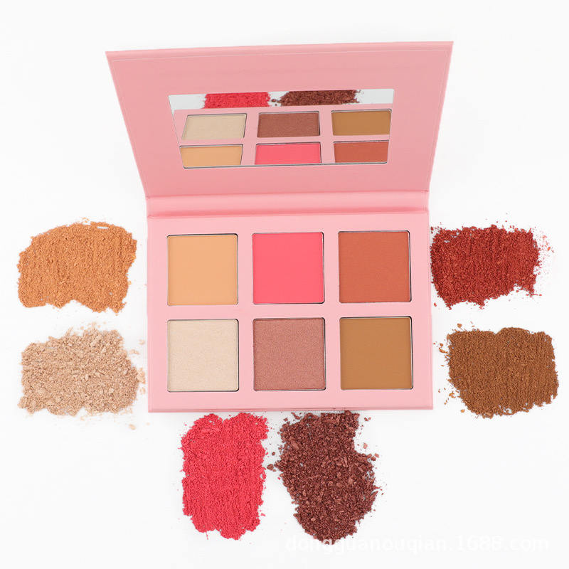 DIY 6 Colors Blush Highlighter Contour Palette Accept Private Label