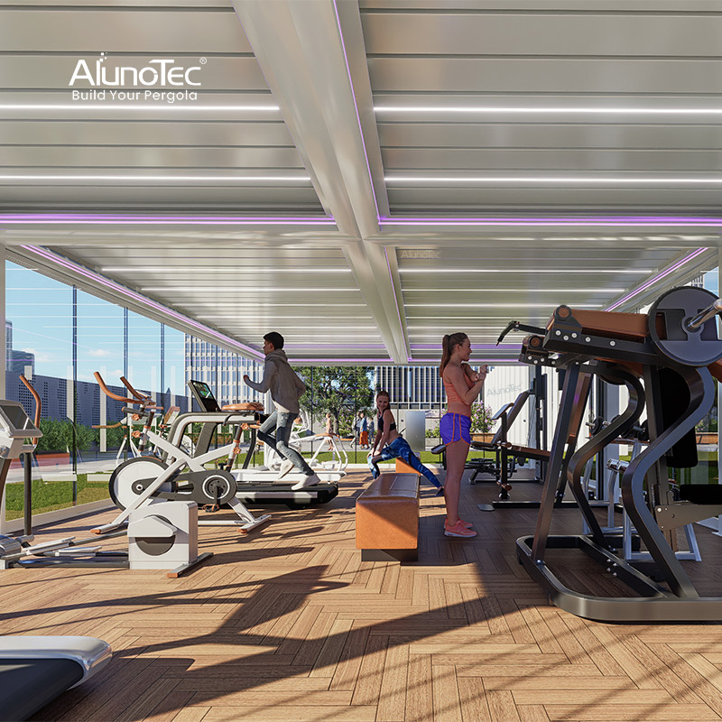 Беседка алюминиевая биоклиматическая автоматическая крыша жалюзи