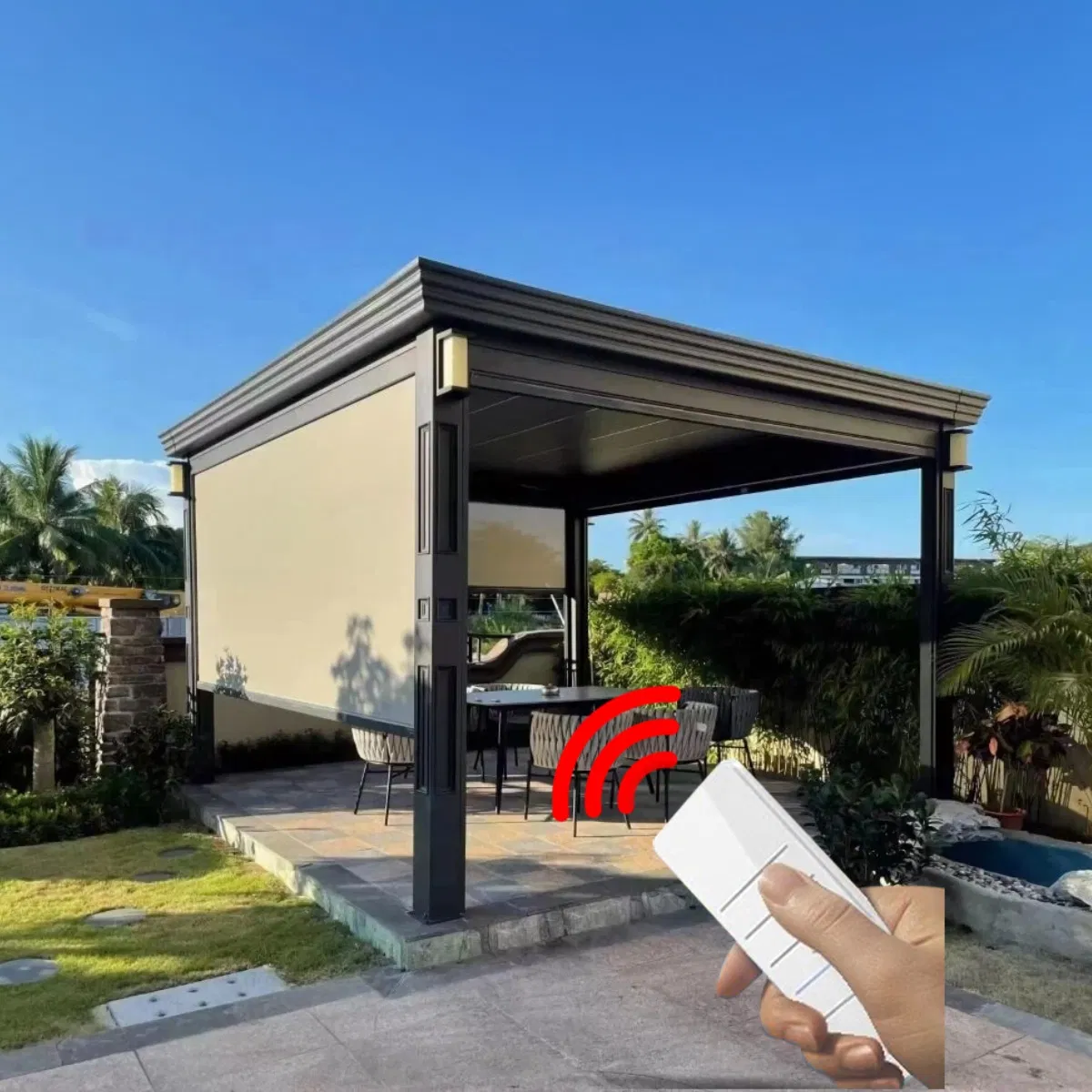 Outdoor Deluxe Adjustable Louvered Roof Aluminum Pergola