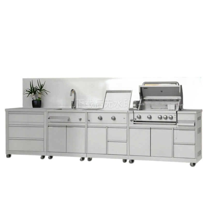 Waterproof Stainless Steel Kitchen Cabinet Outdoor Kitchen Barbecue Grill SUS 304 Barbecue Cabinet Outdoor Sink