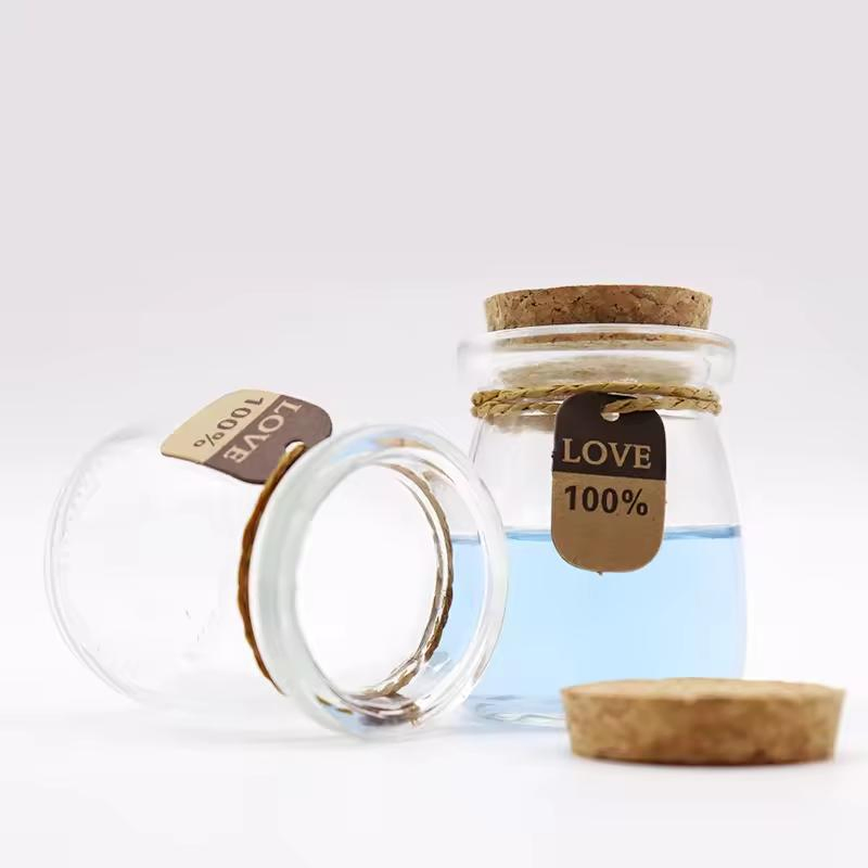 Glass Favor Jars Honey Pot Bottles Vintage Party Favor Glass Spice Bottle with Cork Cap