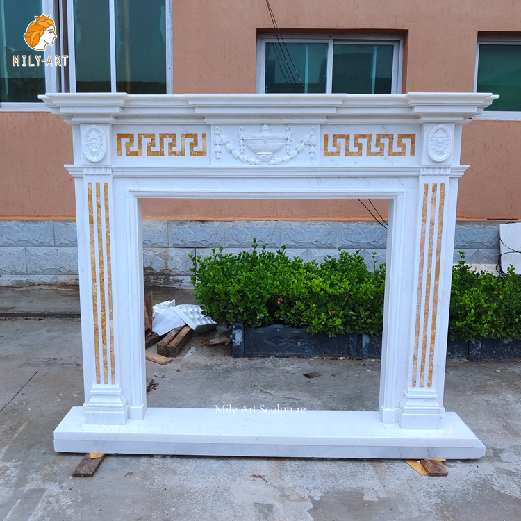 Carving Natural Stone Simple Regency Marble Fireplaces Mantel Surround