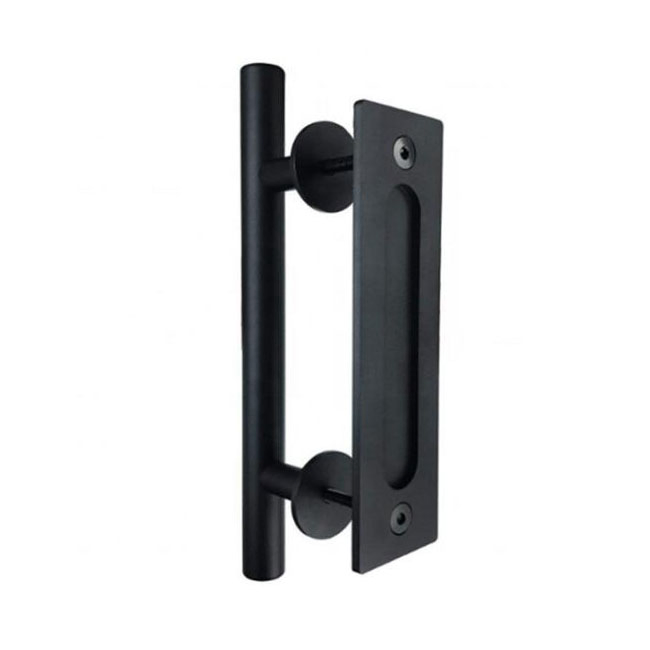 12 Inch Black Powder Coated Sliding Barn Door Handle