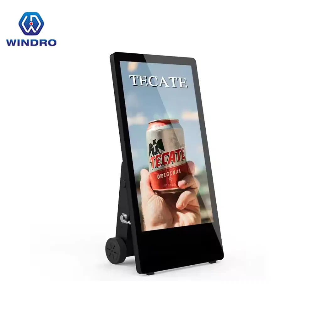 Мобильная уличная цифровая вывеска 55 дюймов, 4K, с аккумулятором