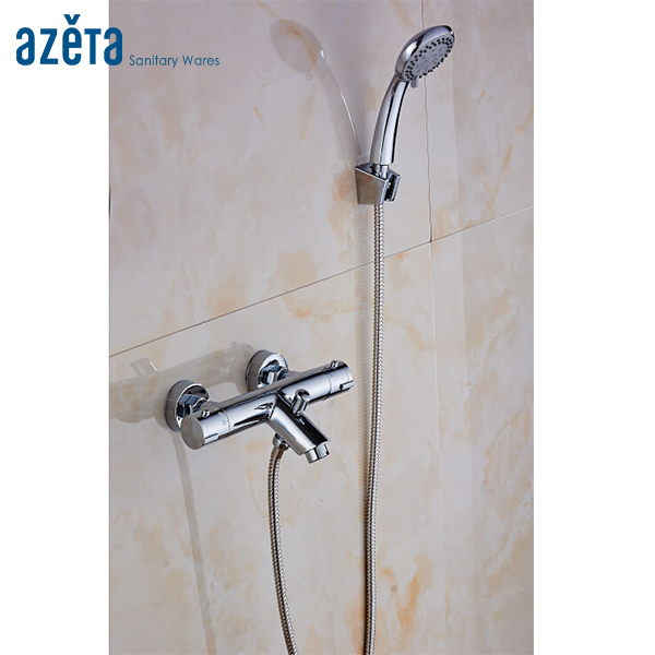 Modern Chrome Bathroom Thermostatic Bath Shower Mixer Tap with Diverter