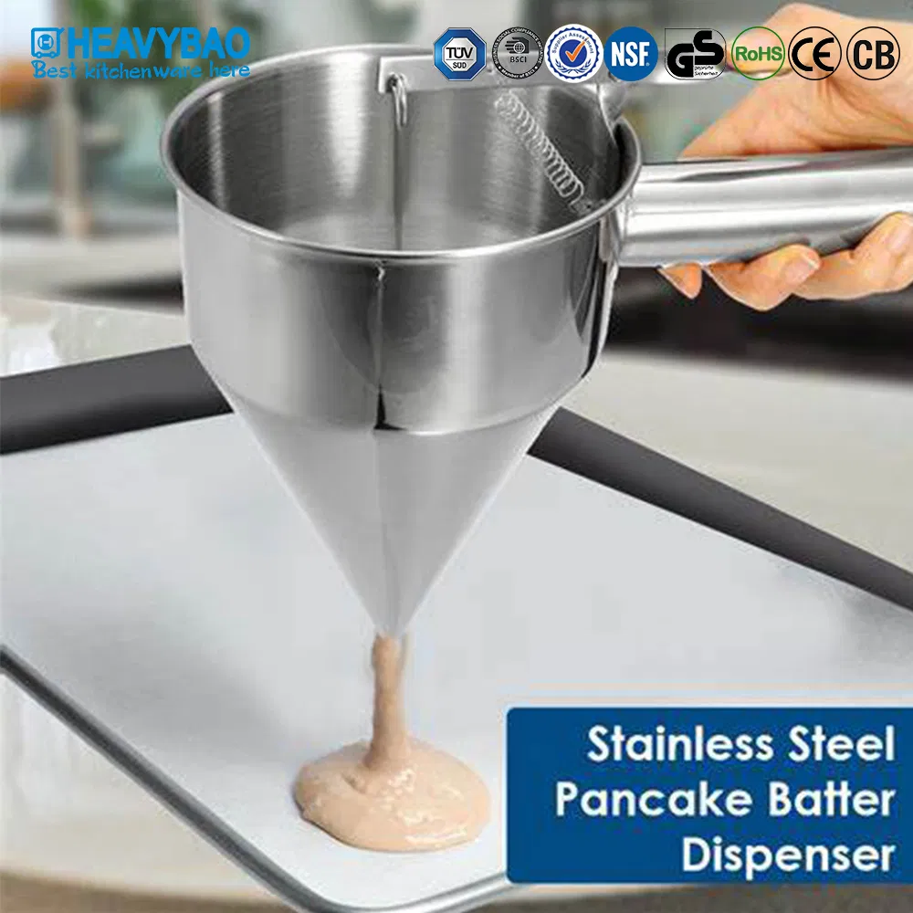 Heavybao Stainless Steel Pancake Batter Dispenser Oil Funnel Kitchen Tool