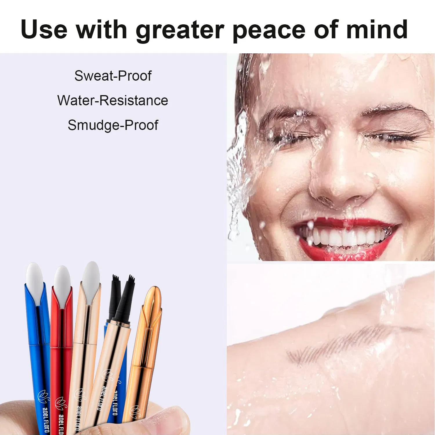 Best Waterproof Long Lasting Black Brow Eyebrow Pencil 4-Fork-Tip Wholesale Cosmetics